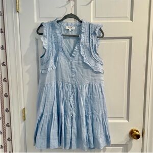Sea New York Light Blue Ruffled Mini Dress